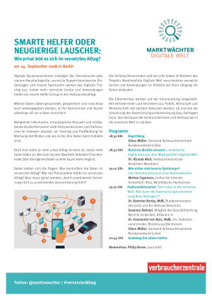 Programm | Veranstaltung "Smarte Helfer oder neugierige Lauscher: Wie privat lebt es sich im vernetzten Alltag?" | 24. September 2018