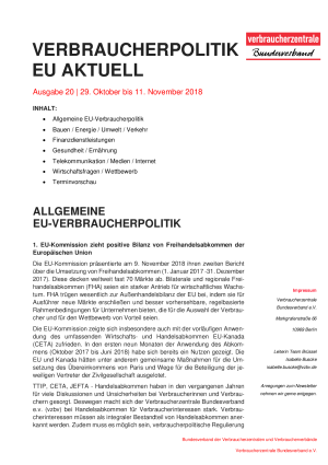 Newsletter Verbraucherpolitik EU aktuell 20/2018
