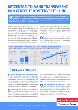 Netzentgelte: Mehr Transparenz und gerechte Kostenverteilung | Faktenblatt des vzbv | 2019