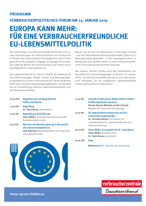 Verbraucherpolitisches Forum am 24. Januar 2019 | Programm