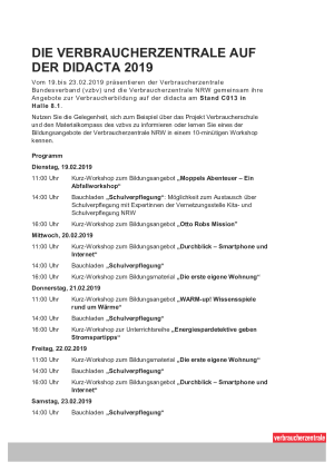 Programm zum Stand auf der didacta
