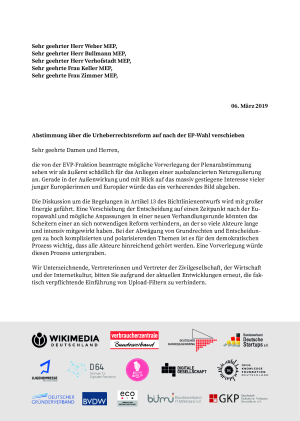 Brief an die Fraktionsvorsitzenden des Europäischen Parlaments | 06.03.2019