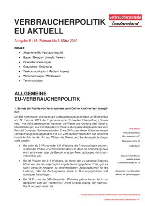 Newsletter Verbraucherpolitik EU aktuell 5/2019