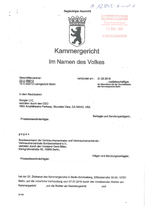 Urteil des Kammergerichts Berlin vom 21.03.2019, Az. 23 U 268/13 – nicht rechtskräftig