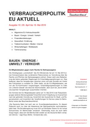 Newsletter Verbraucherpolitik EU aktuell 10/2019