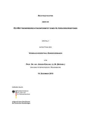 Rechtsgutachten über die EU-Wettbewerbsrechtskonformität eines Altersvorsorgefonds | 19. Dezember 2018