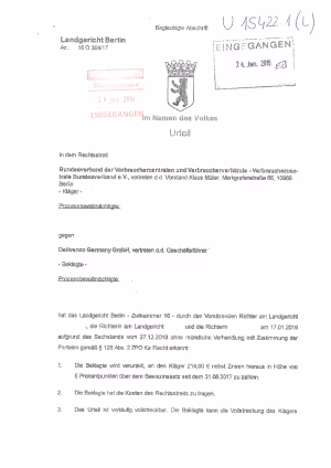 Urteil des Landgerichts Berlin vom 17.01.2019, Az. 16 O 304/17