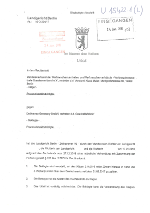 Urteil des Landgerichts Berlin vom 17.01.2019, Az. 16 O 304/17