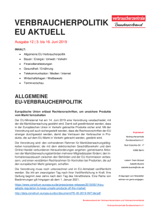 Newsletter Verbraucherpolitik EU aktuell 12/2019