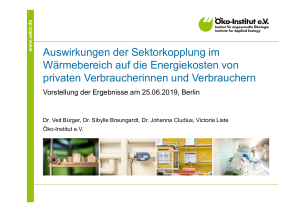 Auswirkungen der Sektorkopplung im Wärmebereich auf die Energiekosten von privaten Verbraucherinnen und Verbrauchern | Kurzdarstellung der Studienergebnisse | Juni 2019
