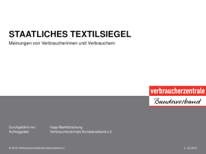 Staatliches Textilsiegel: Meinungen von Verbraucherinnen und Verbrauchern | Ergebnisse der Umfrage von Hopp Marktforschung | Juni 2019