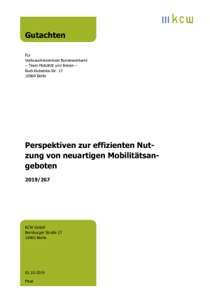 Perspektiven zur effizienten Nutzung von neuartigen Mobilitätsangeboten | Gutachten im Auftrag des vzbv | Oktober 2019
