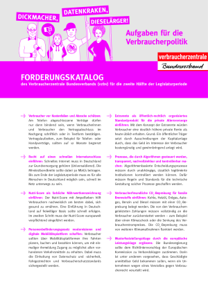 Forderungskatalog des vzbv für die zweite Hälfte der Legislaturperiode | September 2019