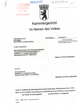 Urteil des KG vom 27.09.2019, Az. 5 U 128/18 – rechtskräftig