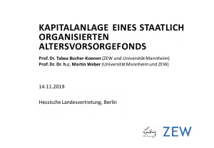 Kapitalanlage eines staatlich organisierten Altersvorsorgefonds | Präsentation | November 2019
