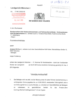 Urteil des Landgerichts München I vom 02.07.2019 (Az. 17 HK 0 6043/19)