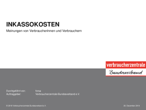Inkassokosten - Meinungen von Verbraucherinnen und Verbrauchern | Umfrage im Auftrag des vzbv | 20. Dezember 2019