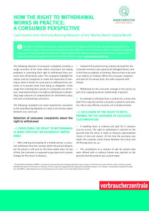 How the right of withdrawl works in practice: A consumer perspective | Factshett (English) | August 2018)