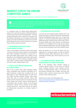 Market check on online computer games | Factsheet (English) | August 2019