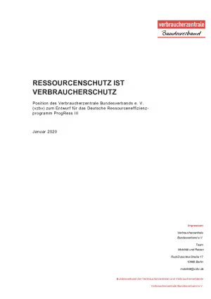 Ressourcenschutz ist Verbraucherschutz