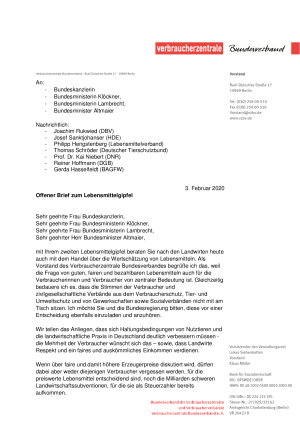 Offener Brief zum Lebensmittelgipfel | Februar 2020