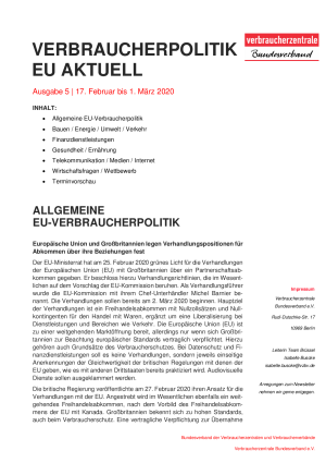 Newsletter Verbraucherpolitik EU aktuell 05/2020