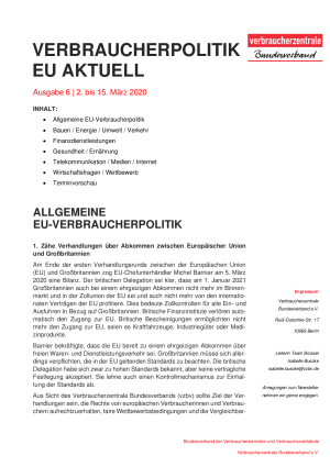 Newsletter Verbraucherpolitik EU aktuell 06/2020
