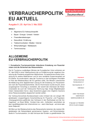 Newsletter Verbraucherpolitik EU aktuell 09/2020