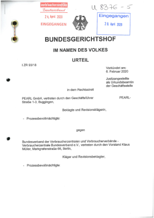Urteil des Bundesgerichtshofs vom 6.02.2020, Az. I ZR 93/18