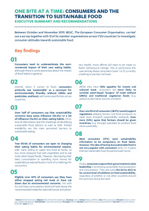 One Bite at a Time: Consumers and the Transition to Sustainable Food | Zusammenfassung Verbraucherbefragung BEUC | 03.06.2020