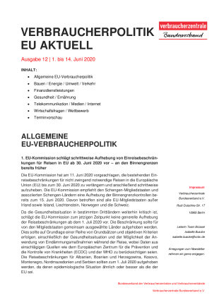 Newsletter Verbraucherpolitik EU aktuell 12/2020