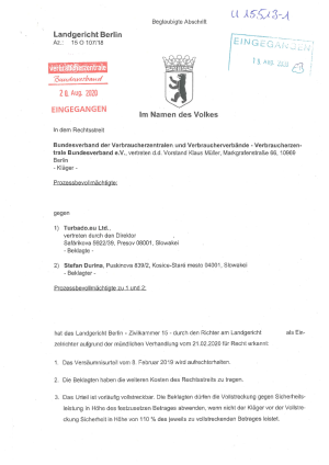 Urteil des Landgerichts Berlin vom 5.05.2020, Az. 15 O 107/18