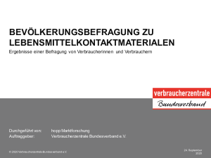 Bevölkerungsbefragung zu Lebensmittelkontaktmaterialen | Umfrage im Auftrag des vzbv | Oktober 2019