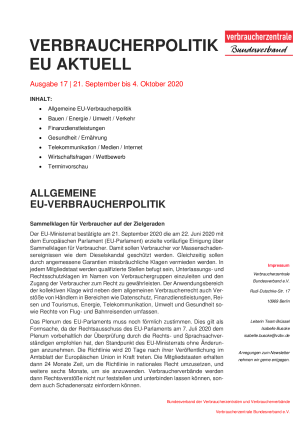 Newsletter Verbraucherpolitik EU aktuell 17/2020