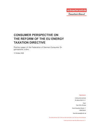 Consumer Perspective on the Reform of the EU Energy Taxation Directive | Position paper | October 2020