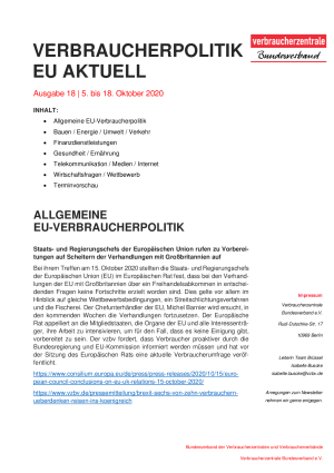 Newsletter Verbraucherpolitik EU aktuell 18/2020
