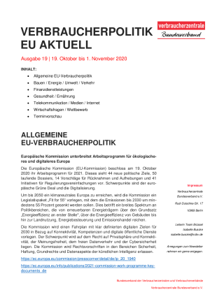 Newsletter Verbraucherpolitik EU aktuell 19/2020