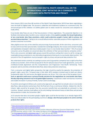 Consumer and Digital Rights Groups call on... | Statement von 42 Organisationen | November 2020