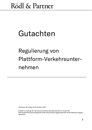 Regulierung von Plattform-Verkehrsunternehmen | Gutachten im Auftrag des vzbv | November 2020