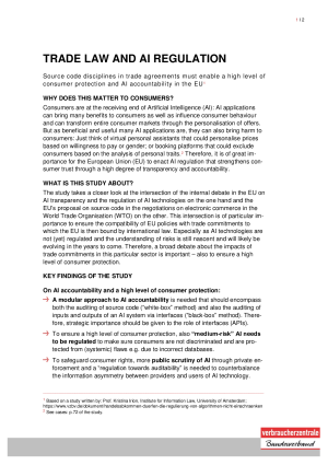 Trade law and AI regulation | Kurzpapier des vzbv | Januar 2021