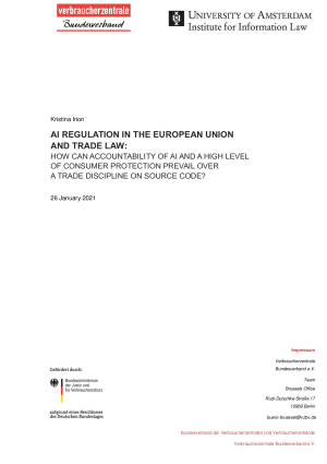 AI regulation in the European Union and trade law | Rechtsgutachten im Auftrag des vzbv | Januar 2021