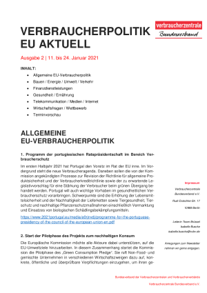 Newsletter Verbraucherpolitik EU aktuell 02/2021