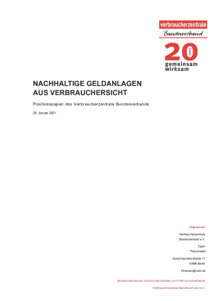 Nachhaltige Geldanlagen aus Verbrauchersicht