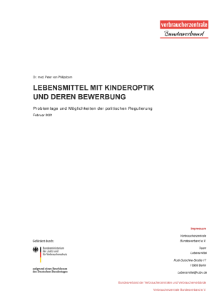 Lebensmittel mit Kinderoptik und deren Bewerbung | Bericht im Auftrag des vzbv | Februar 2021