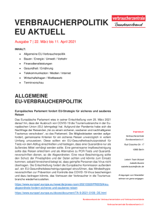 Newsletter Verbraucherpolitik EU aktuell 07/2021
