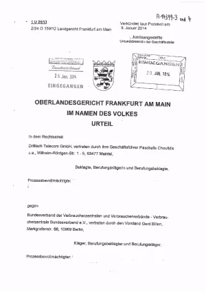 Drillisch, OLG Frankfurt vom 9.01.2014