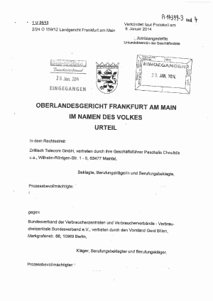 Drillisch, OLG Frankfurt vom 9.01.2014