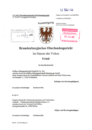 Höffner, OLG Brandenburg vom 26.06.2012