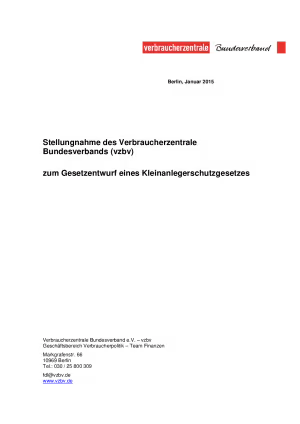 Gesetzentwurf eines Kleinanlegerschutzgesetzes