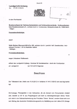 Beschluss des LG Amberg vom 19.12.2012
